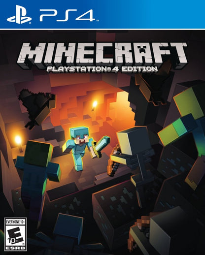 Minecraft PlayStation 4 Edition retro PlayStation 4 video game featuring sandbox building, survival crafting, open world exploration and multiplayer creative gameplay