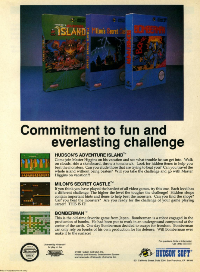 Bomberman advert for Nintendo Entertainment System (NES) retro video game
