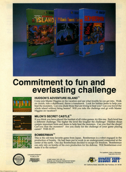 Bomberman advert for Nintendo Entertainment System (NES) retro video game