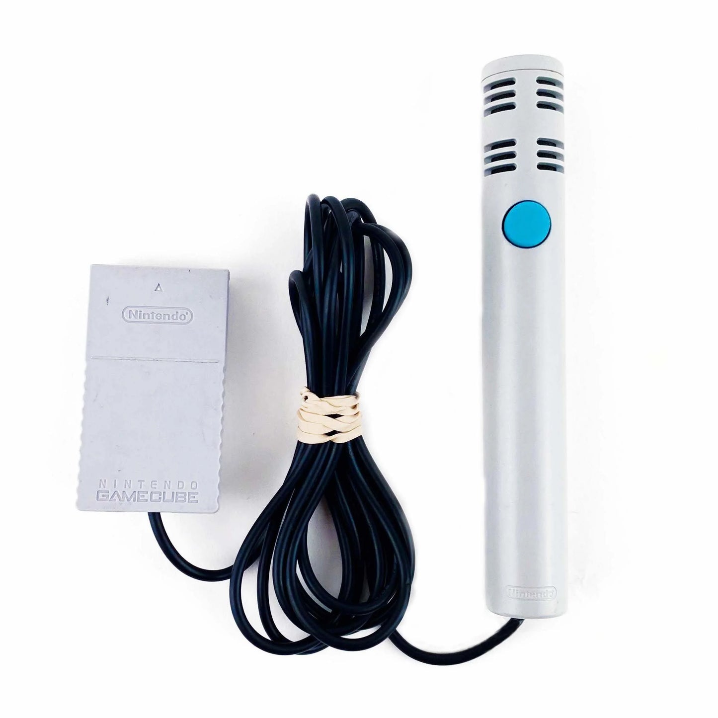 Nintendo GameCube Microphone for retro video game enthusiasts featuring official voice input gaming accessory compatibility with supported GameCube titles responsive audio communication functionality durable hardware design multiplayer interaction features and collectible gaming appeal mic