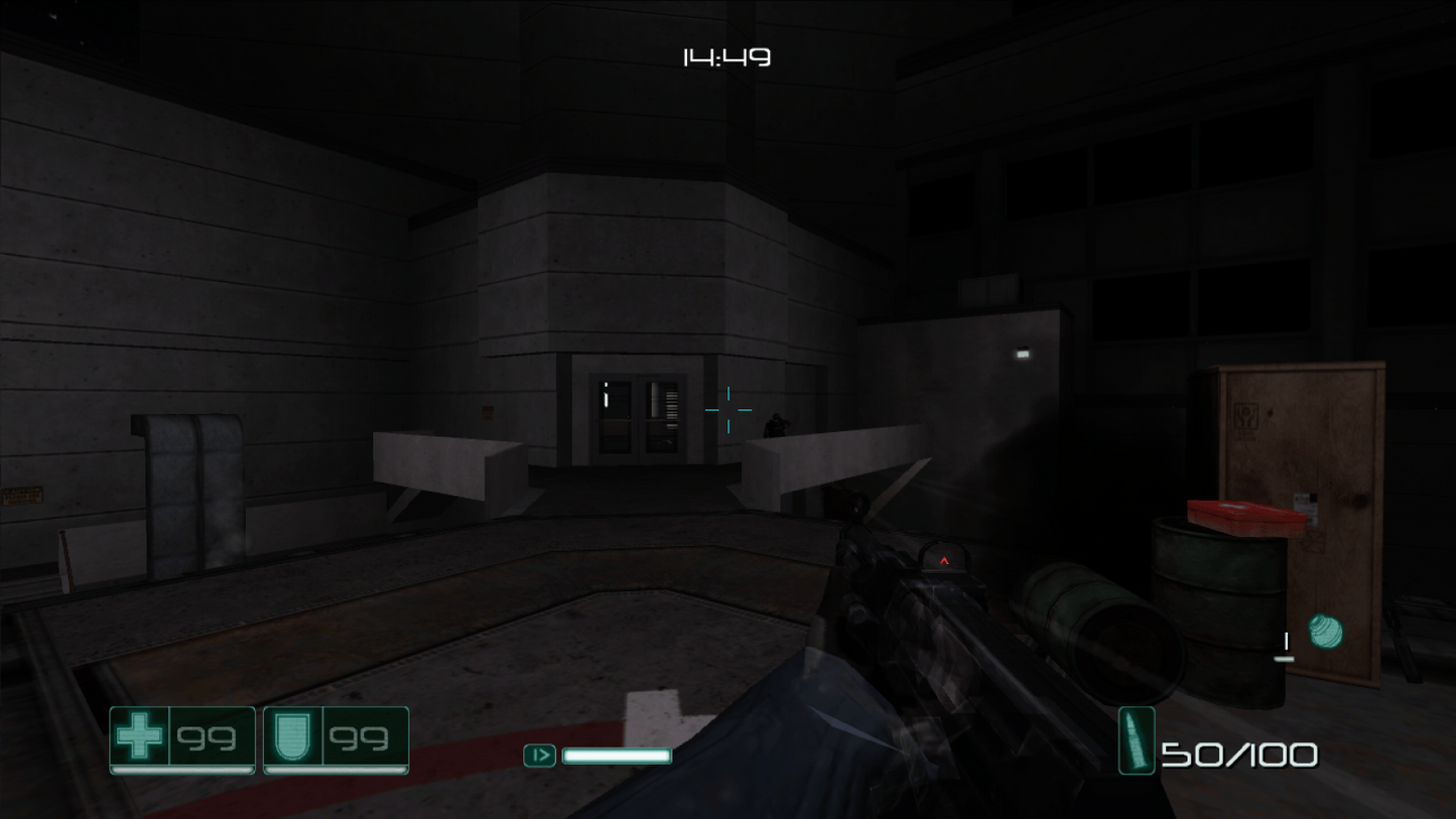 F.E.A.R. First Encounter Assault Recon Xbox 360 video game featuring atmospheric first person shooter gameplay intense horror elements psychic enemy powers tactical bullet time combat immersive single player campaign and award-winning horror-action experience by Monolith Productions. gameplay