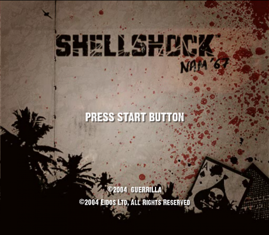 Shellshock: Nam '67 – PlayStation 2 (PS2) video game title screen, third-person military shooter.