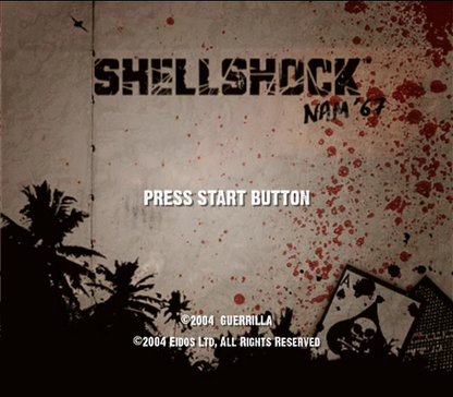 Shellshock: Nam '67 – PlayStation 2 (PS2) video game title screen, third-person military shooter.