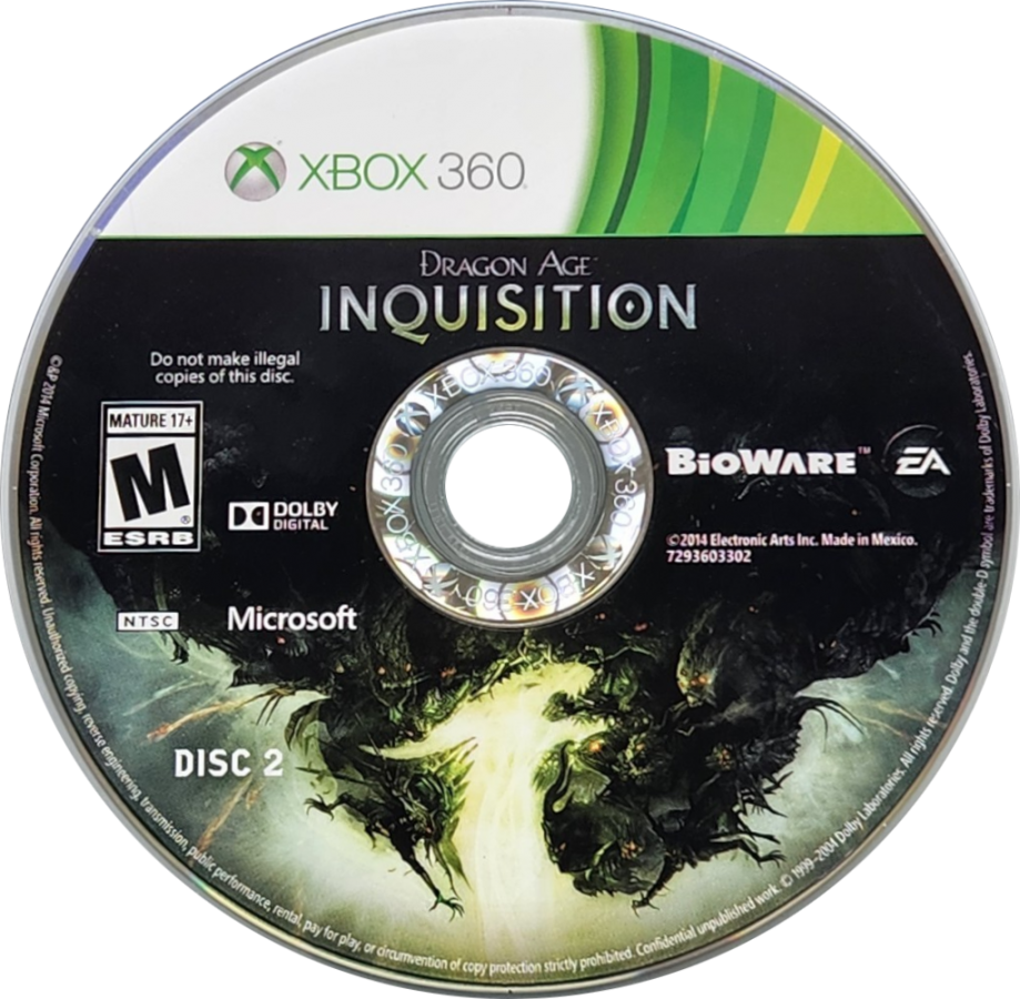 Dragon Age: Inquisition disc 2 for Xbox 360 (X360) action role-playing video game