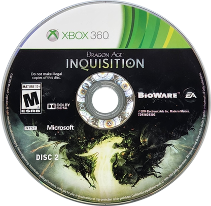 Dragon Age: Inquisition disc 2 for Xbox 360 (X360) action role-playing video game