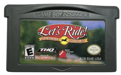 Let’s Ride Sunshine Stables for Game Boy Advance (GBA), cartridge for a retro video game featuring horse riding simulation gameplay, stable management, training challenges, and equestrian adventure activities