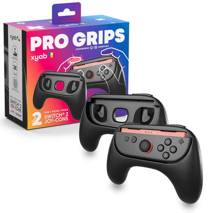 XYAB brand Pro Grips controller holder for Nintendo Switch 2 Joy-Con controllers providing comfortable grip and ergonomic design