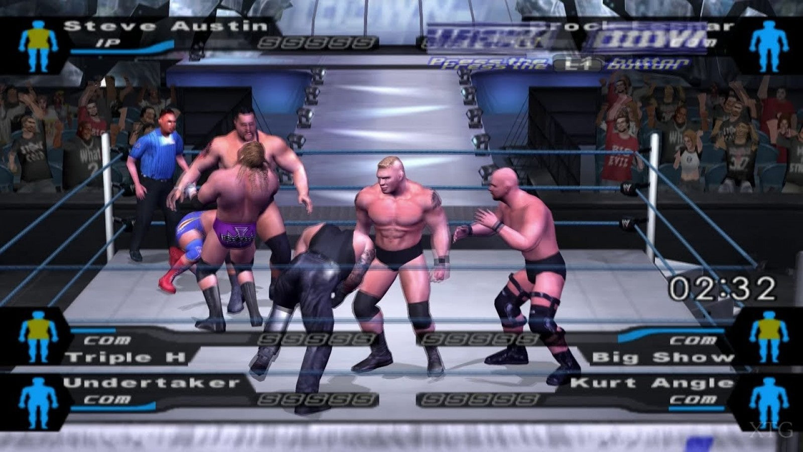 WWE SmackDown Here Comes the Pain Greatest Hits PS2 inspired design featuring professional wrestling action aesthetic iconic WWE superstars intense ring combat championship matches fast paced grappling gameplay legendary sports entertainment nostalgia PlayStation 2 presentation gameplay 