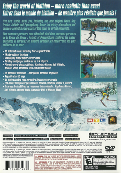 Ski and Shoot – PlayStation 2 (PS2) video game back of case, winter sports shooting game