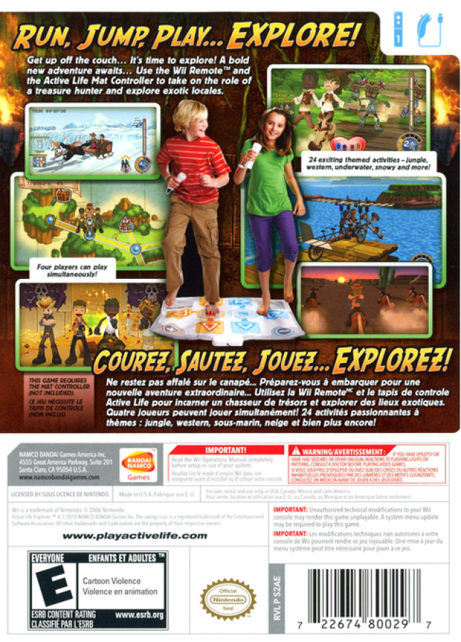 Active Life: Explorer back cover art for Nintendo Wii (Wii) video game 
