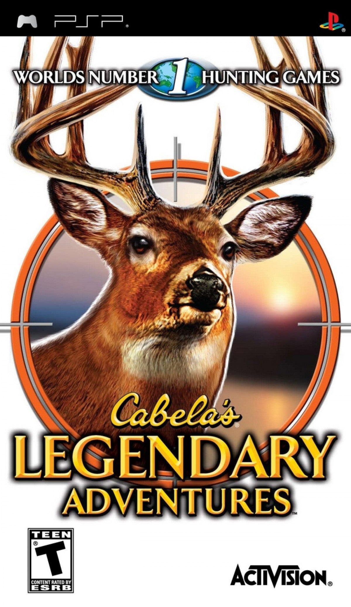 Cabela's Legendary Adventures PlayStation Portable PSP for hunting sports video game fans featuring wilderness exploration big game hunting realistic environments hunting challenges weapon selection animal tracking outdoor adventure gameplay and portable hunting simulation collectible gaming appeal front cover art