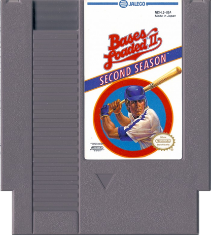 Bases Loaded II Nintendo Entertainment System NES for retro video game enthusiasts featuring classic baseball simulation gameplay arcade style sports action pitching and batting mechanics team management modes competitive match play and collectible gaming appeal cartridge