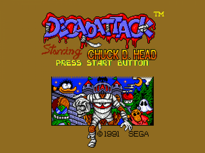 Decap Attack title screen for Sega Genesis (GEN) video game