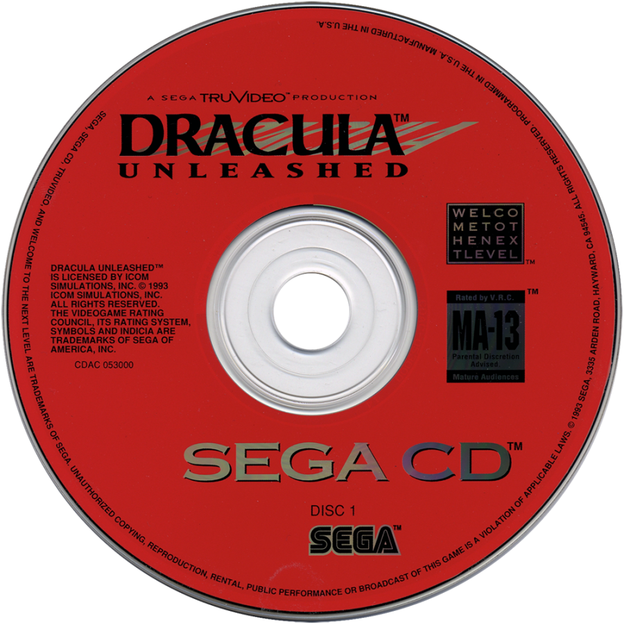 Dracula Unleashed disc 1  for Sega CD (SCD) interactive movie horror video game