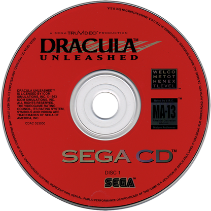 Dracula Unleashed disc 1  for Sega CD (SCD) interactive movie horror video game