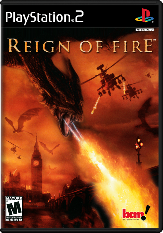Reign of Fire PS2 PlayStation 2 action shooter dragon combat game retro video game cover art