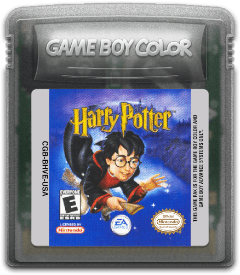 Harry Potter and the Sorcerers Stone Game Boy Color GBC action-RPG video game top-down perspective spell casting potion making puzzle solving platforming elements exploring Hogwarts collecting chocolate frogs cartridge