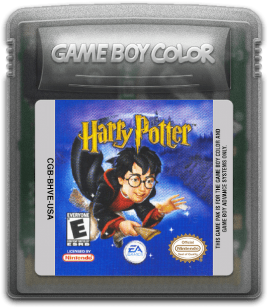 Harry Potter and the Sorcerers Stone Game Boy Color GBC action-RPG video game top-down perspective spell casting potion making puzzle solving platforming elements exploring Hogwarts collecting chocolate frogs cartridge