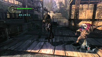 Retro DmC Devil May Cry Xbox 360 inspired design featuring stylized hack and slash action aesthetic vintage HD era demon hunting combat urban limbo world neon surreal environments fast paced aerial combos Dante reboot storyline nostalgic Capcom action presentation gameplay