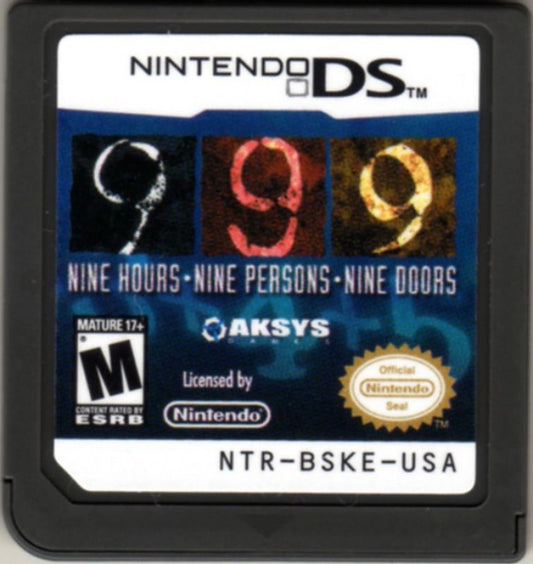 999: 9 Hours, 9 Persons, 9 Doors disc for Nintendo DS (DS) visual novel puzzle adventure video game