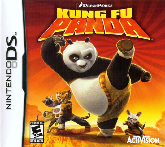 Kung Fu Panda for Nintendo DS, cover image for an action-adventure video game with martial arts combat, platforming gameplay, character-based missions, and movie-inspired storyline