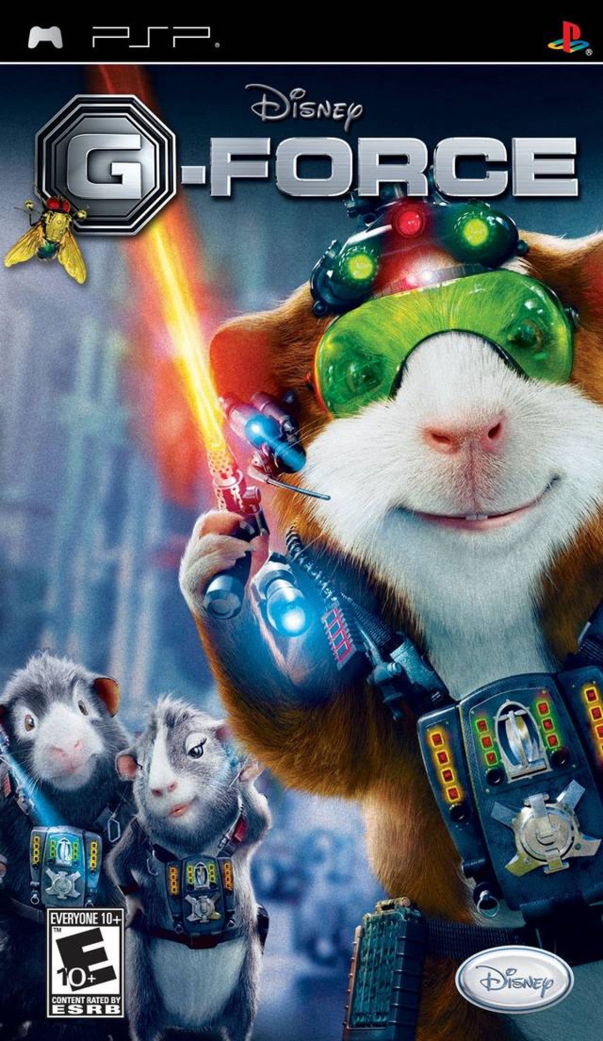 Disney G-Force PlayStation Portable PSP inspired design featuring action adventure gameplay aesthetic elite guinea pig secret agent team high tech gadgets fast paced missions family friendly Disney adventure portable handheld gaming excitement presentation front cover