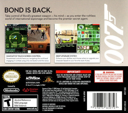 007 Quantum of Solace back cover art for Nintendo DS (DS) video game