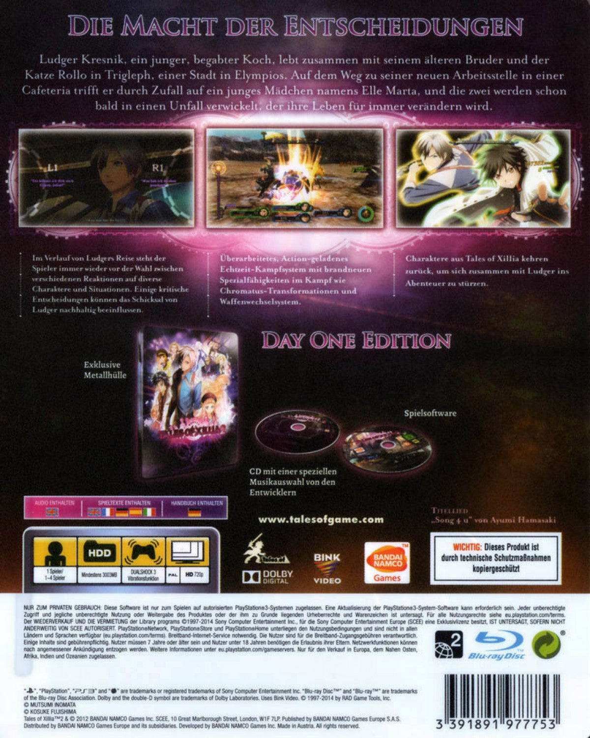 Tales of Xillia 2 PlayStation 3 role-playing video game back cover art