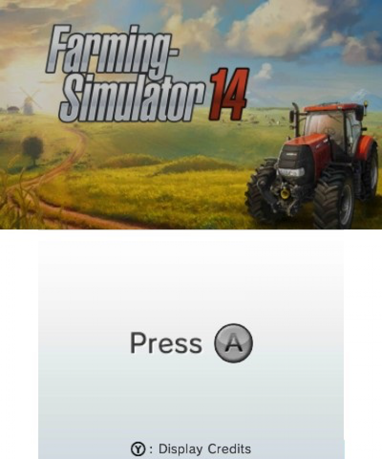 Farming Simulator 14 home screen for Nintendo 3DS (3DS) farming simulation video game