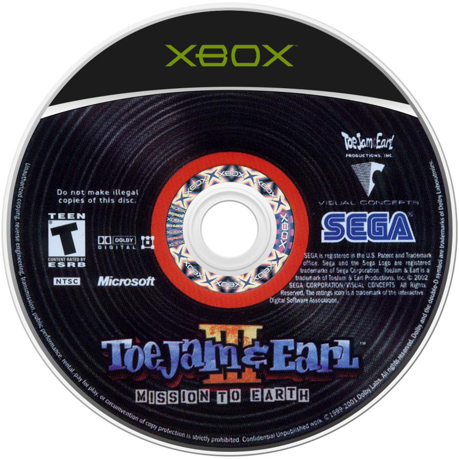ToeJam & Earl III Mission to Earth Microsoft Xbox Original Xbox video game featuring action adventure gameplay funky alien characters platforming exploration power ups cooperative gameplay and colorful Earth based levels retro video game collection collectible gaming appeal disc