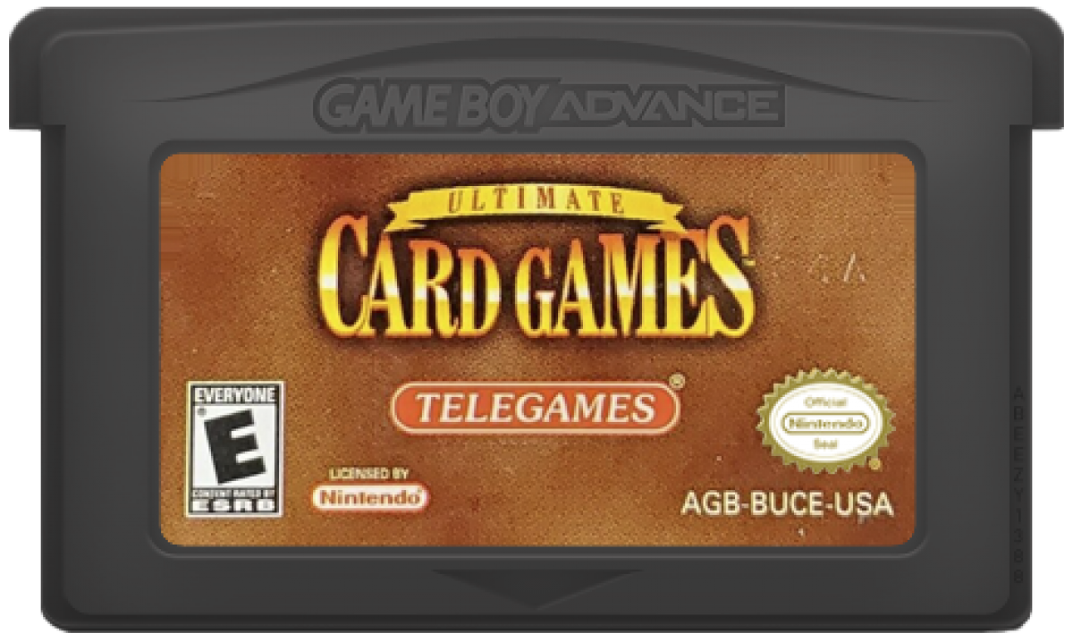 Ultimate Card Games for Game Boy Advance, cartridge for a card game collection video game with classic card games, multiplayer gameplay, strategy challenges, and casual tabletop-style fun