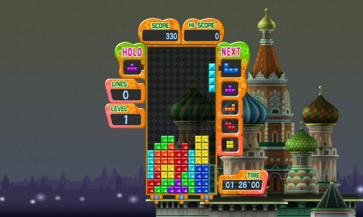 Tetris Party Deluxe for Nintendo Wii, gameplay for a puzzle video game with classic block-stacking gameplay, party modes, multiplayer challenges, and family-friendly arcade fun