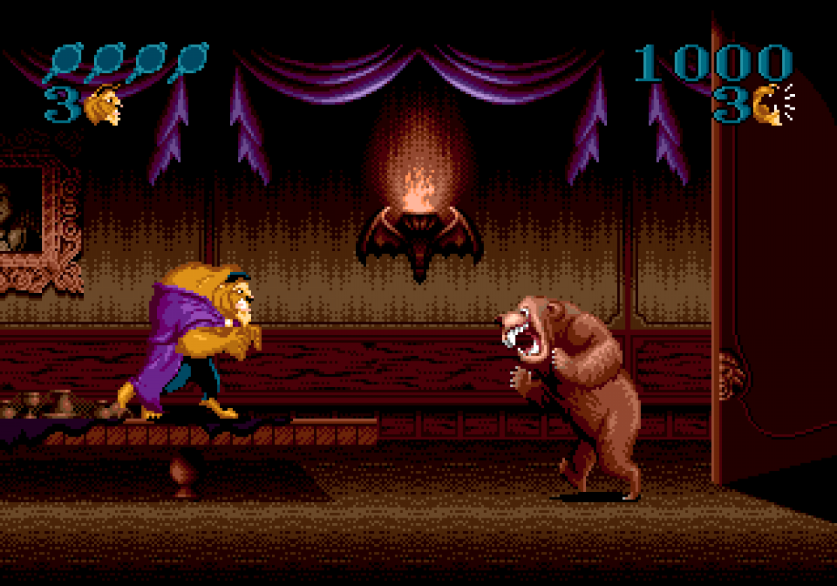 Disneys Beauty and the Beast Roar of the Beast Sega Genesis retro video game action platformer gameplay (1993)