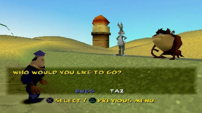 Bugs Bunny and Taz Time Busters PlayStation 1 game featuring cartoon-style platforming, time-travel adventures, and classic Looney Tunes humor gameplay screenshot
