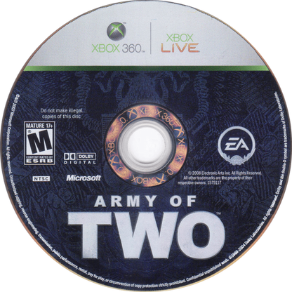 Army of Two Xbox 360 co-op third-person shooter with tactical teamwork and intense combat missions disc