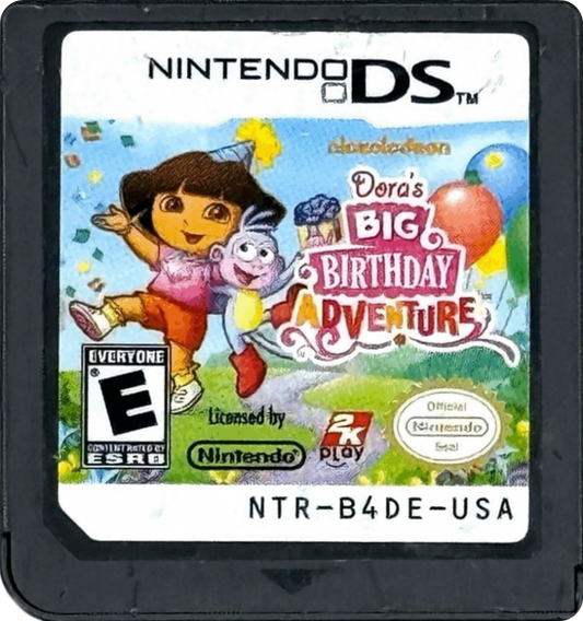 Dora's Big Birthday Adventure Nintendo DS interactive storybook platformer game tapping shouting scribbling activities based on TV special Dora and Boots stuck in Wizzle World birthday party goal DS microphone stylus controls magical unicorn riding cartridge