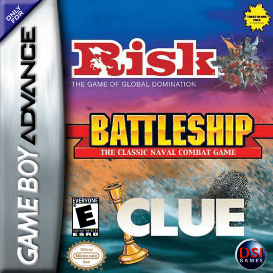 Risk/Battleship/Clue cover art for Game Boy Advance (GBA) video game