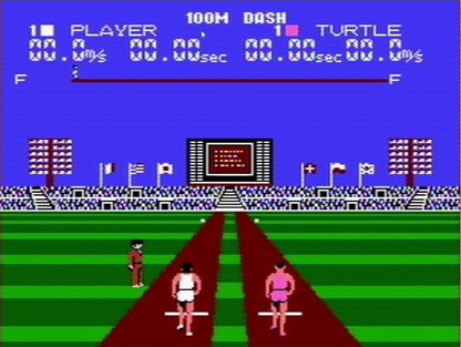 Super Mario Bros Duck Hunt World Class Track Meet Nintendo Entertainment System NES video game, classic compilation cartridge, multiplayer retro Nintendo title world class track meet gameplay screenshot