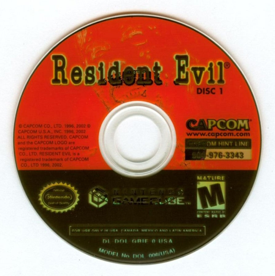 Resident Evil disc 1 for Nintendo GameCube (GC) survival horror video game