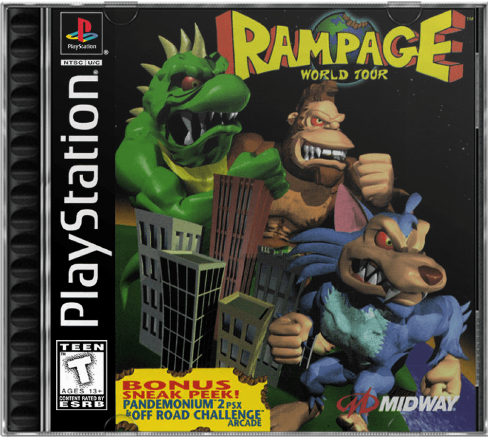 Rampage: World Tour cover art for PlayStation 1 (PS1) video game