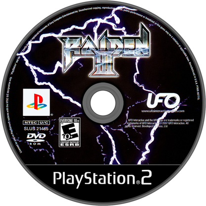 Raiden III – PlayStation 2 (PS2) video game disc, vertical shoot 'em up arcade game.