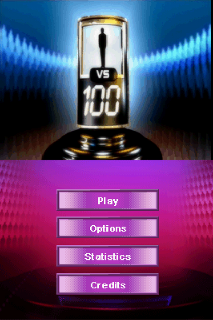 1 vs 100 title screen for Nintendo DS (DS) video game 
