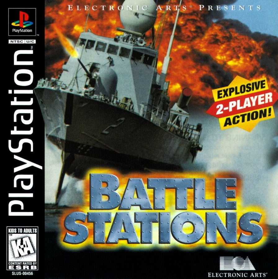 Battle Stations cover art for PlayStation 1 (PS1) ship battle video game.