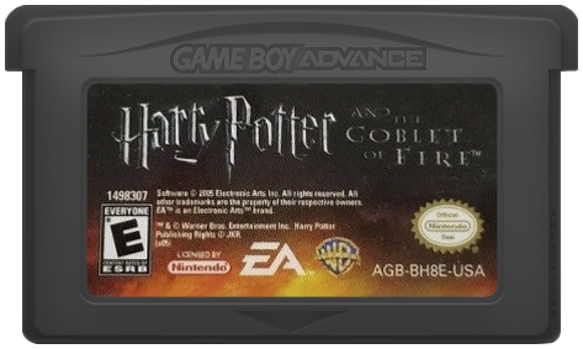 Harry Potter and the Goblet of Fire for Game Boy Advance, cartridge for an action-adventure video game with spell-based combat, cooperative gameplay, mission-based progression, and wizarding world storyline