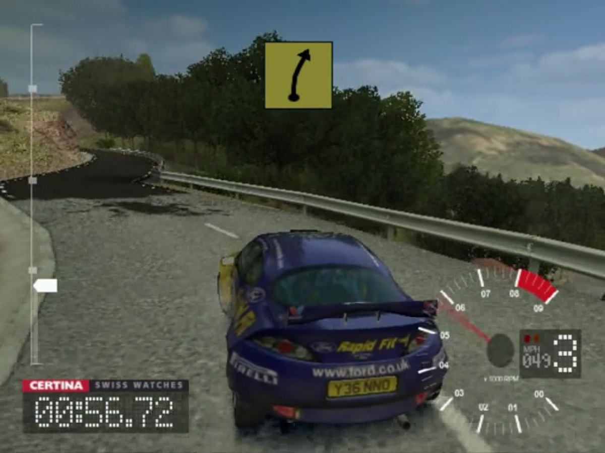 Retro Colin McRae Rally 3 PS2 inspired design featuring realistic rally racing aesthetic vintage PlayStation 2 off road motorsport simulation dirt gravel and snow stages high speed precision driving WRC inspired cars immersive weather conditions nostalgic racing game presentation - gameplay