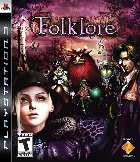 Folklore PlayStation 3 action RPG Irish mythology setting dual protagonists Ellen and Keats Netherworld realm capturing Folk creatures using Sixaxis motion controls unique summoning combat mechanics mystery narrative adventure Game Republic front cover