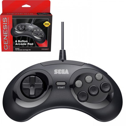 Officially Licensed SEGA Genesis 6 Button Wired Control Pad Sega Genesis GEN accessory featuring classic six button layout wired connectivity responsive directional pad ergonomic design iconic Genesis styling and compatibility with supported Sega Genesis games replacement gaming controller collectible retro gaming accessory appeal