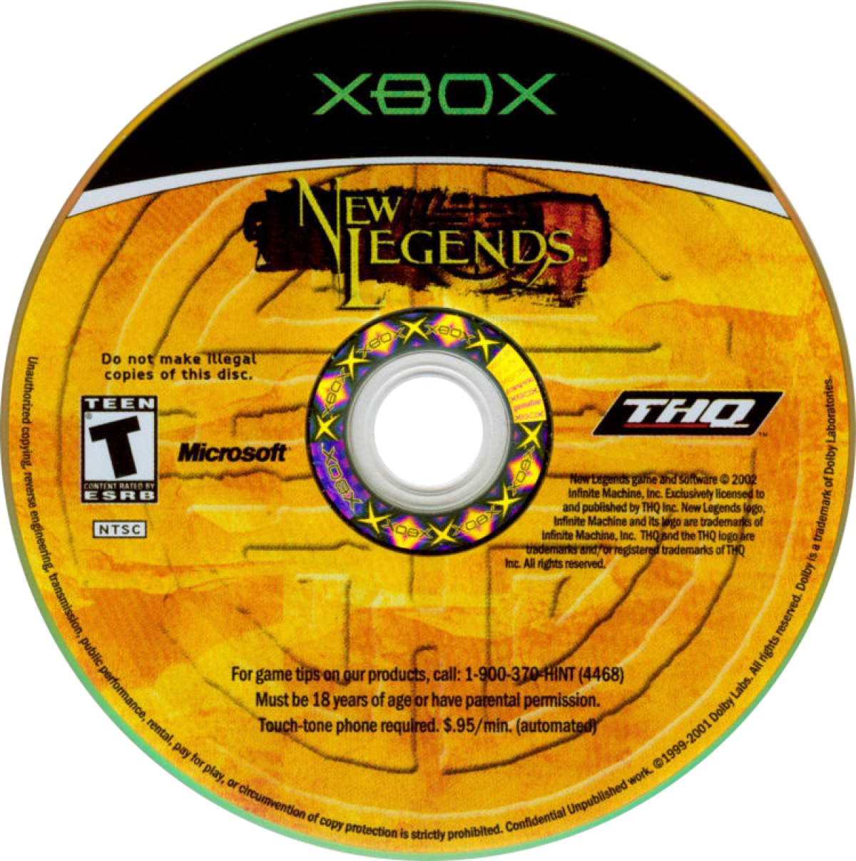 New Legends Xbox third-person action adventure video game set in futuristic China with martial arts combat and ancient prophecies disc