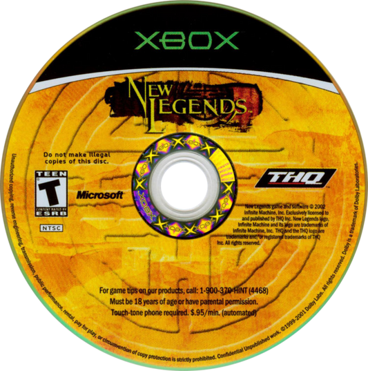 New Legends Xbox third-person action adventure video game set in futuristic China with martial arts combat and ancient prophecies disc