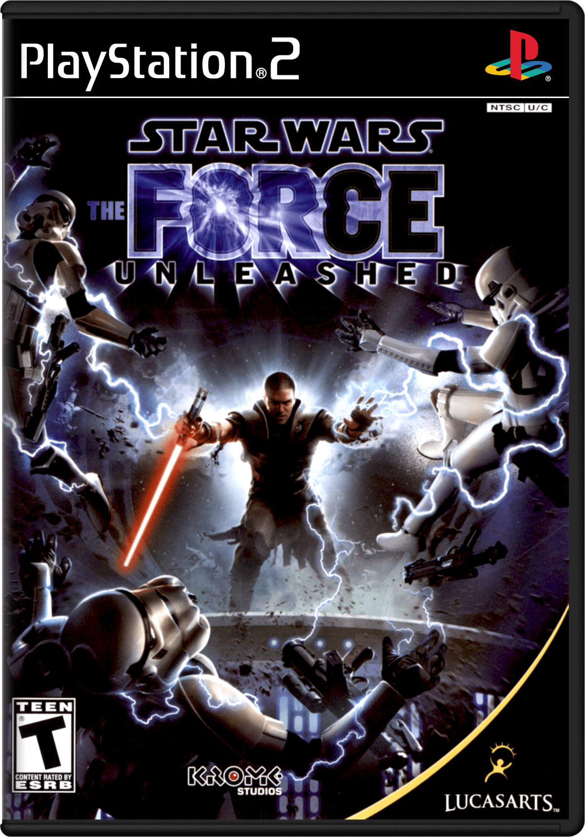 Star Wars: The Force Unleashed – PlayStation 2 (PS2) video game cover image, action-adventure lightsaber combat.